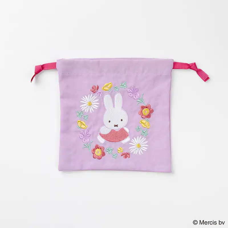 miffy ミッフィー MIFFY BLUE FLOWER 巾着 ピンク/MIFF-208C